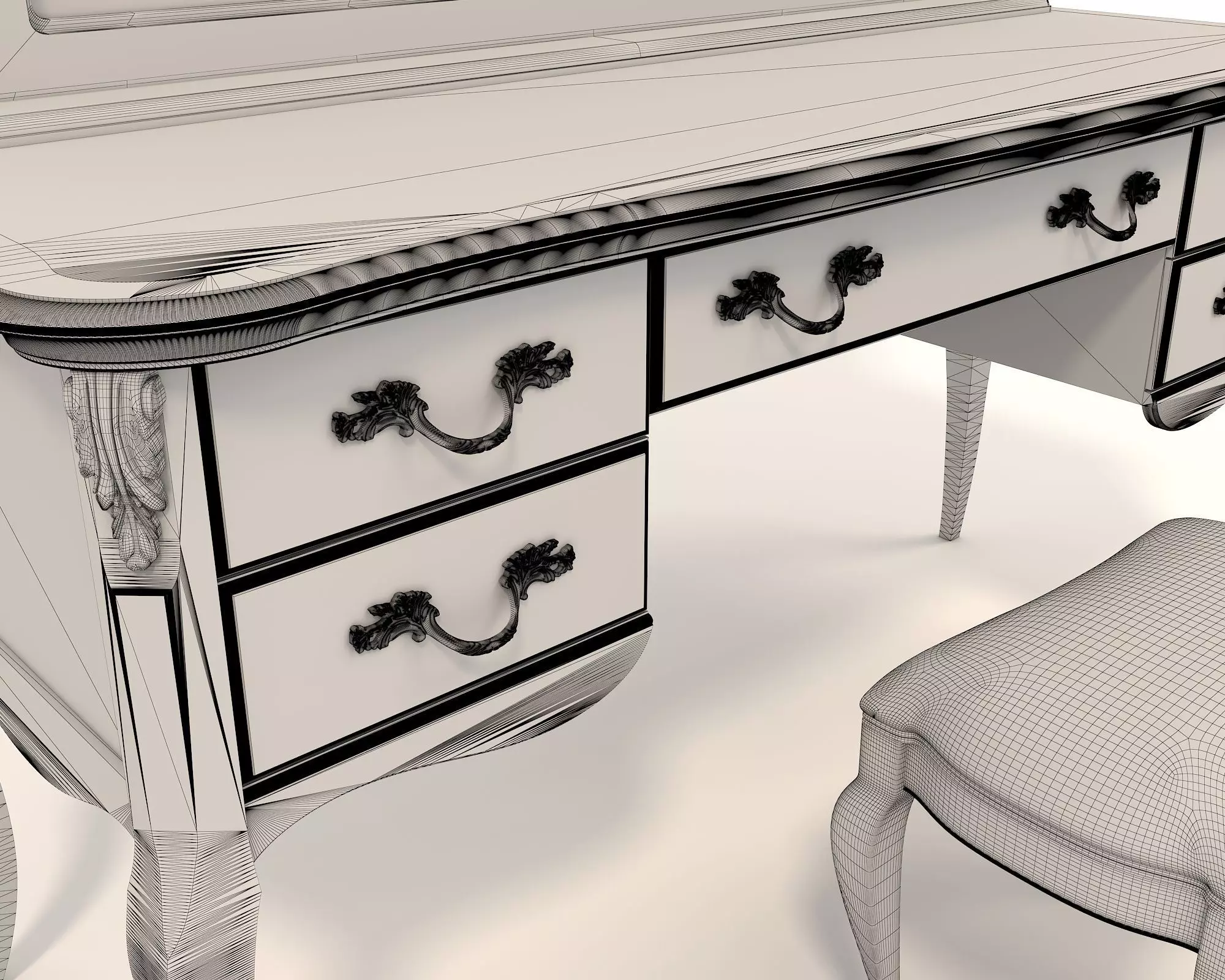 Classic European Style Dressing Table 14 3D model_11
