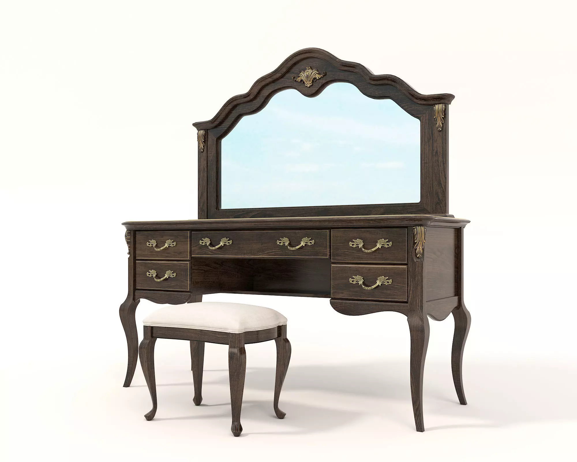 Classic European Style Dressing Table 14 3D model_3