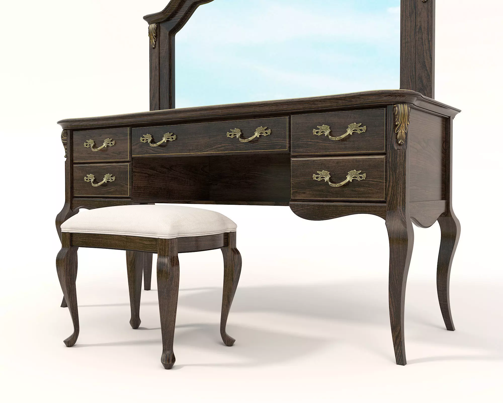 Classic European Style Dressing Table 14 3D model_5