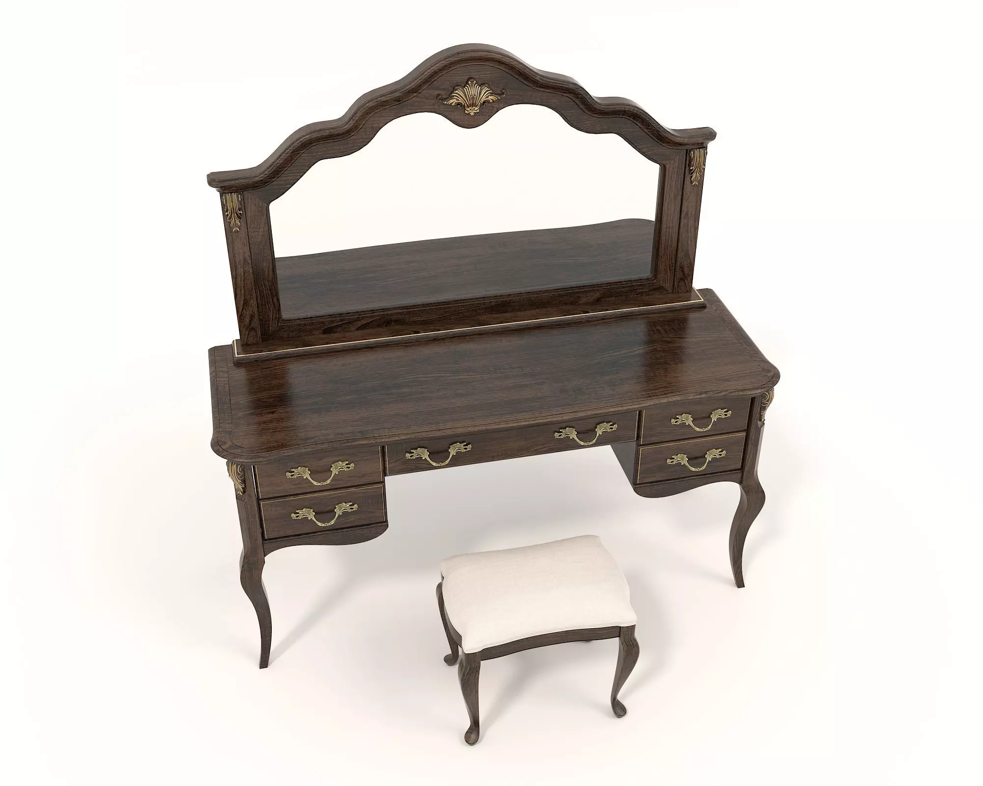 Classic European Style Dressing Table 14 3D model_4