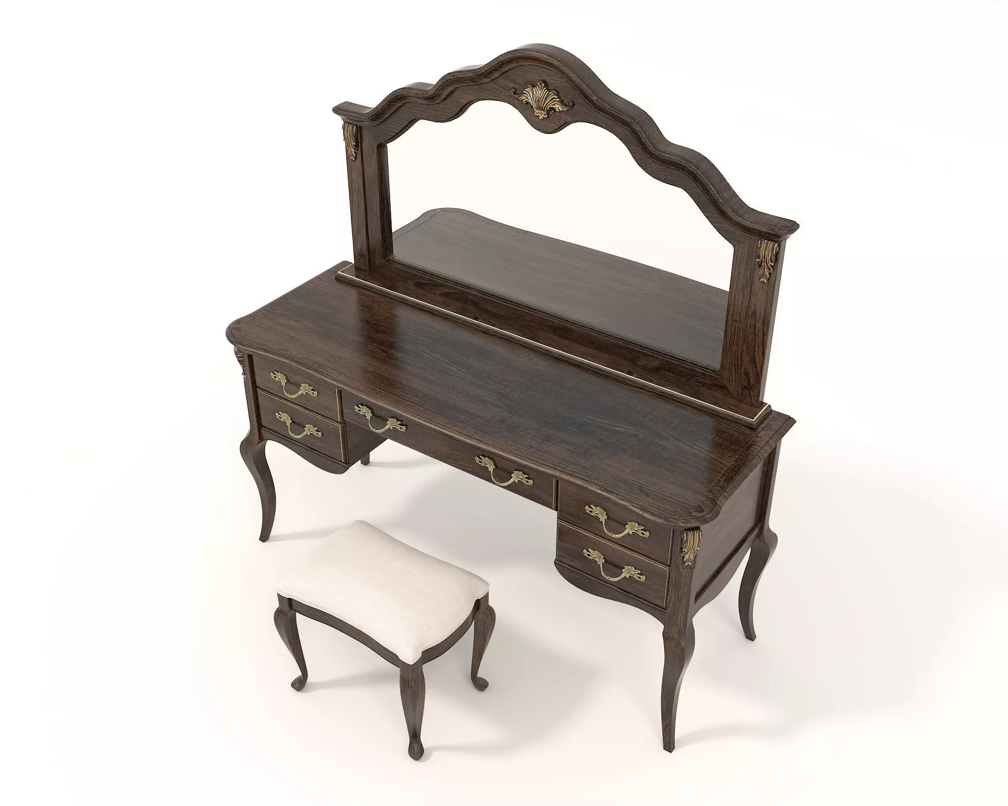Classic European Style Dressing Table 14 3D model_1