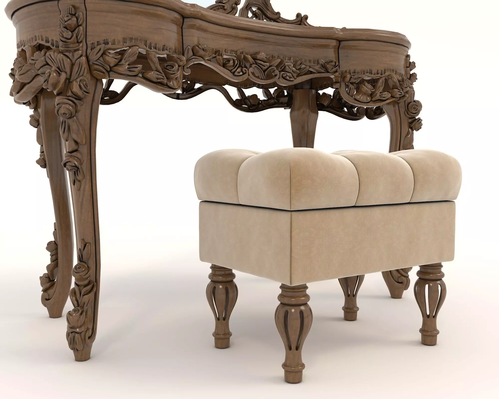Classic European Style Dressing Table 17 3D model_5