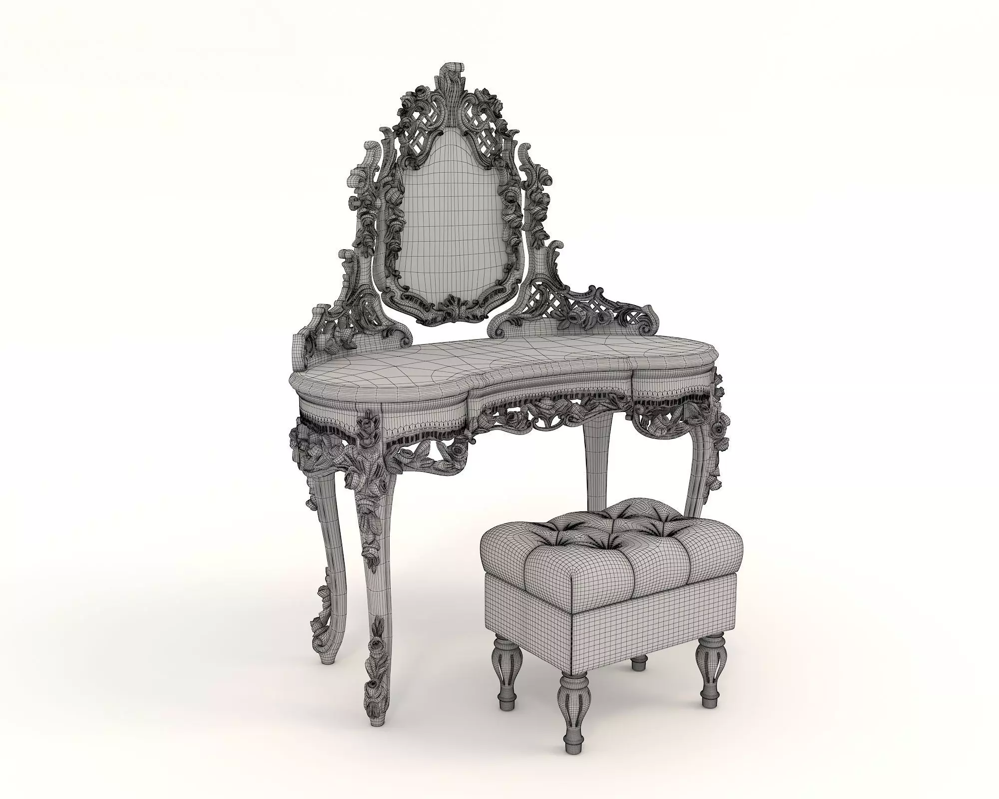 Classic European Style Dressing Table 17 3D model_7
