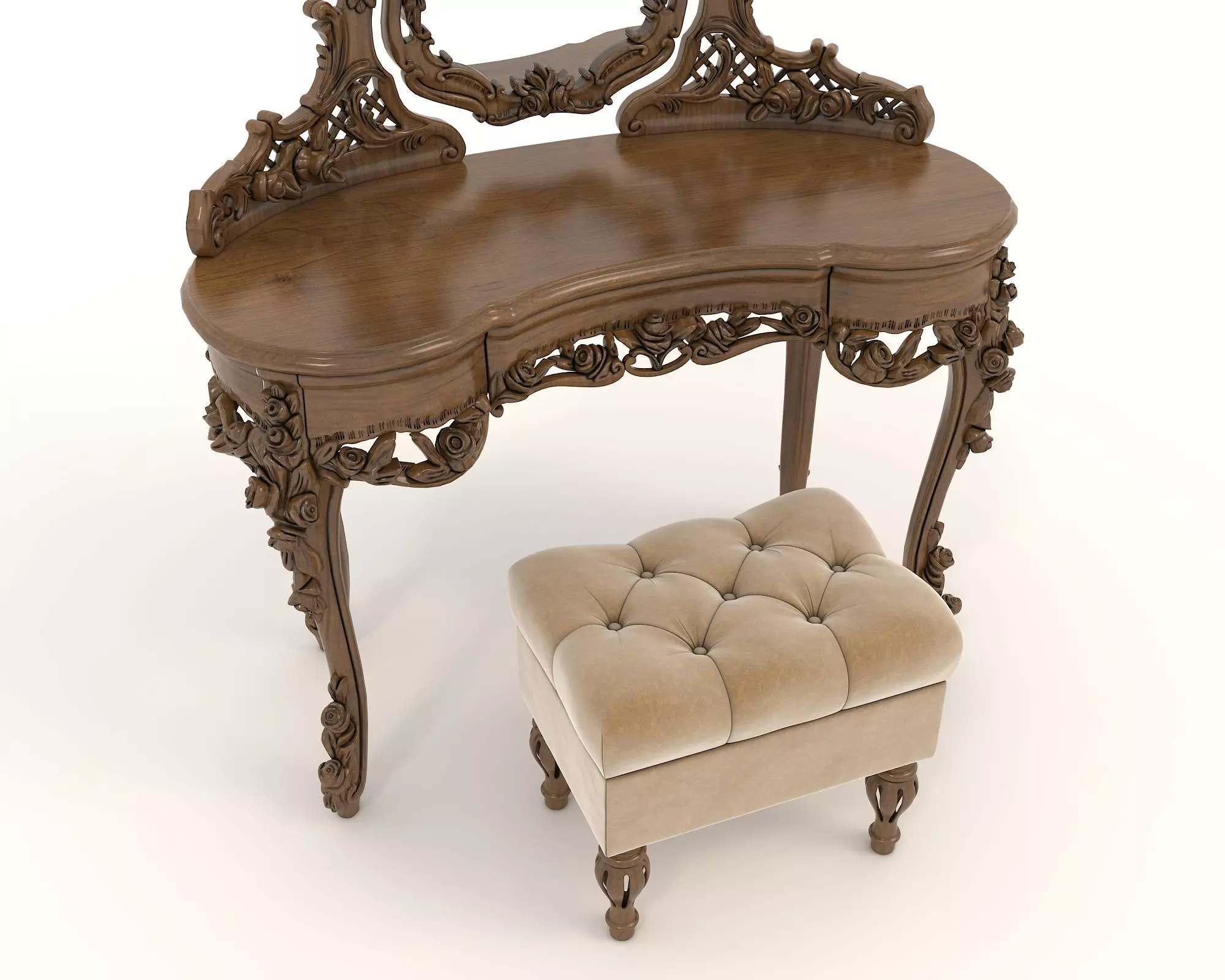 Classic European Style Dressing Table 17 3D model_2