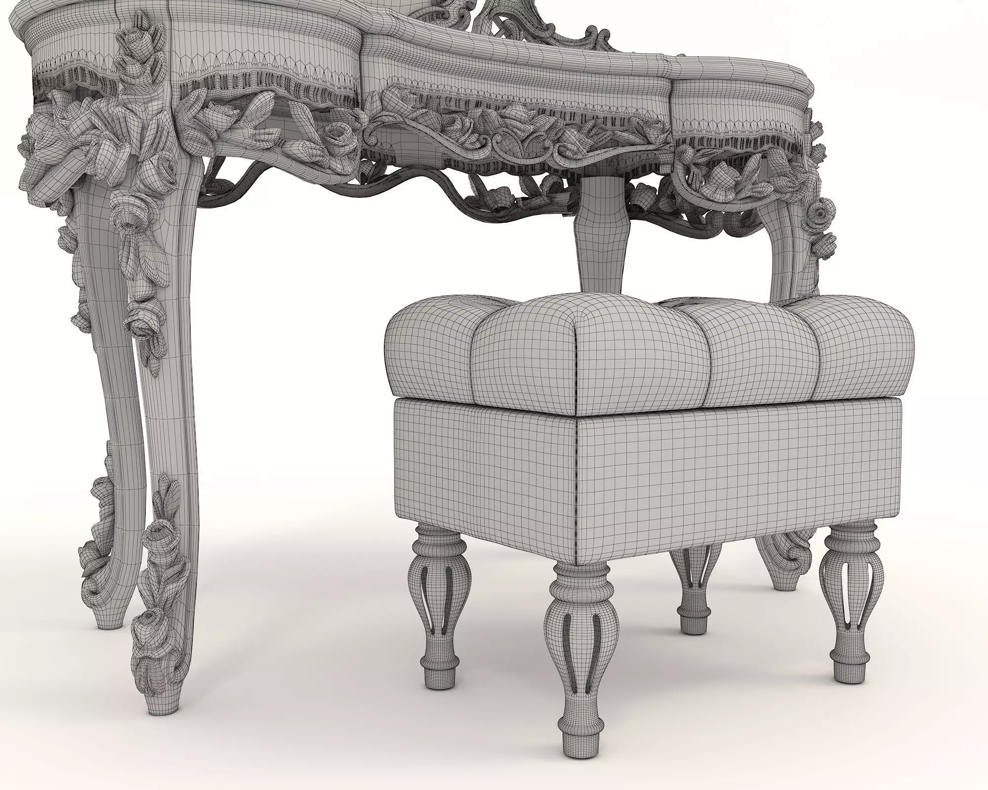 Classic European Style Dressing Table 17 3D model_9