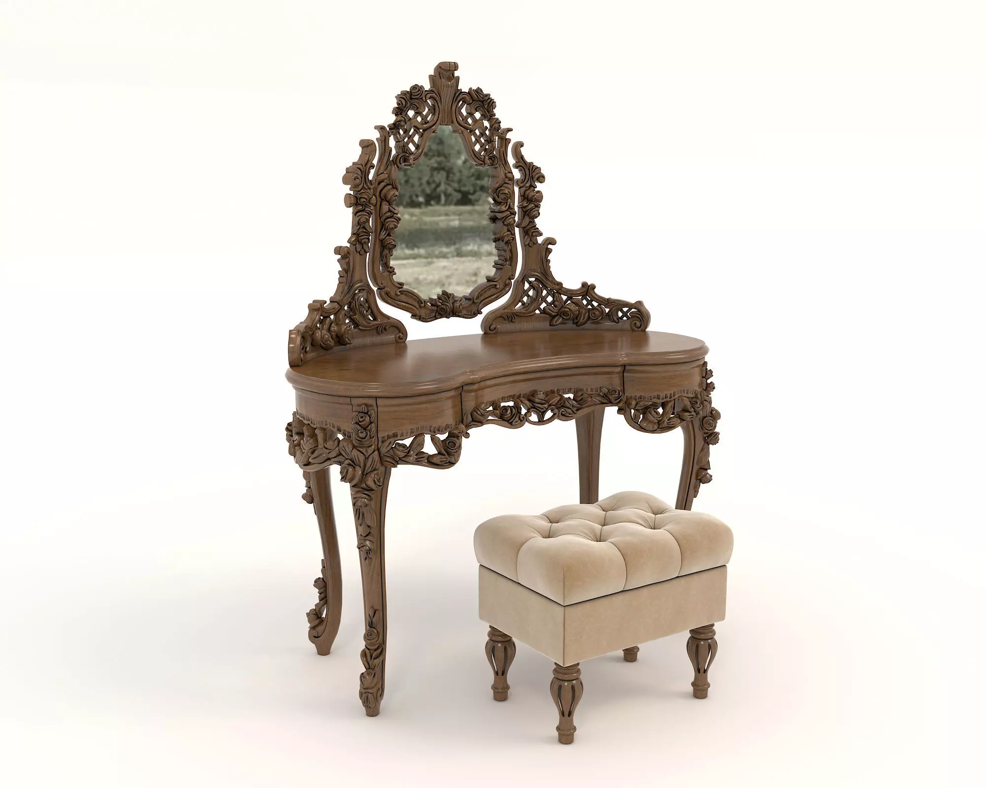 Classic European Style Dressing Table 17 3D model_0
