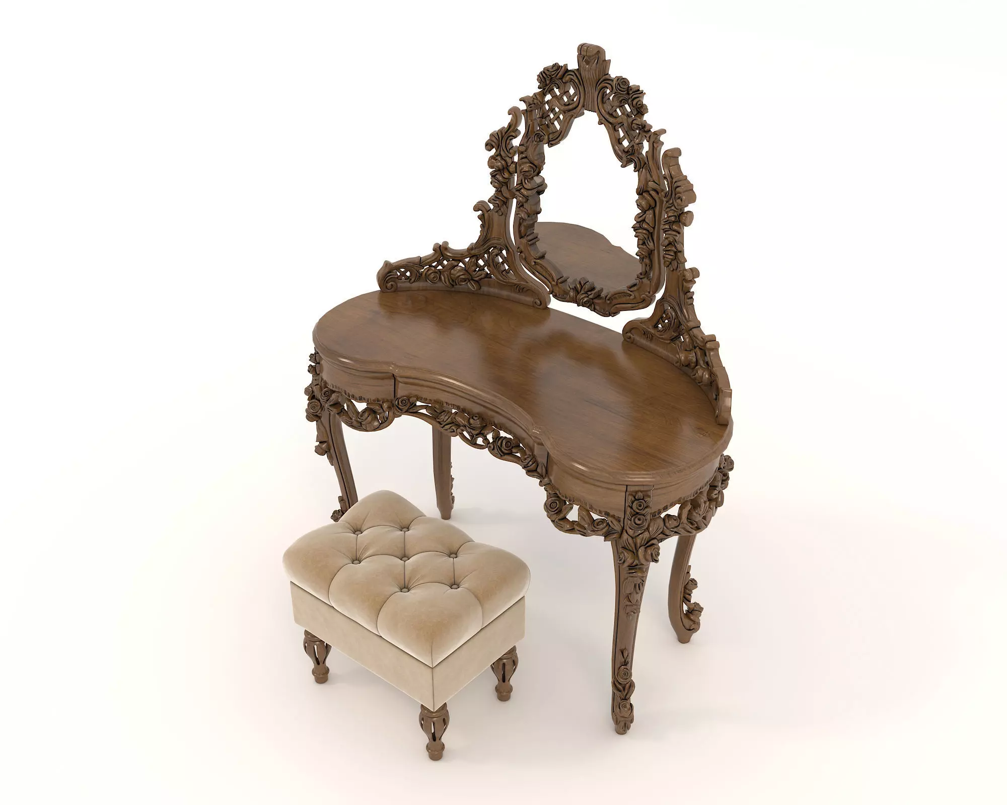 Classic European Style Dressing Table 17 3D model_1