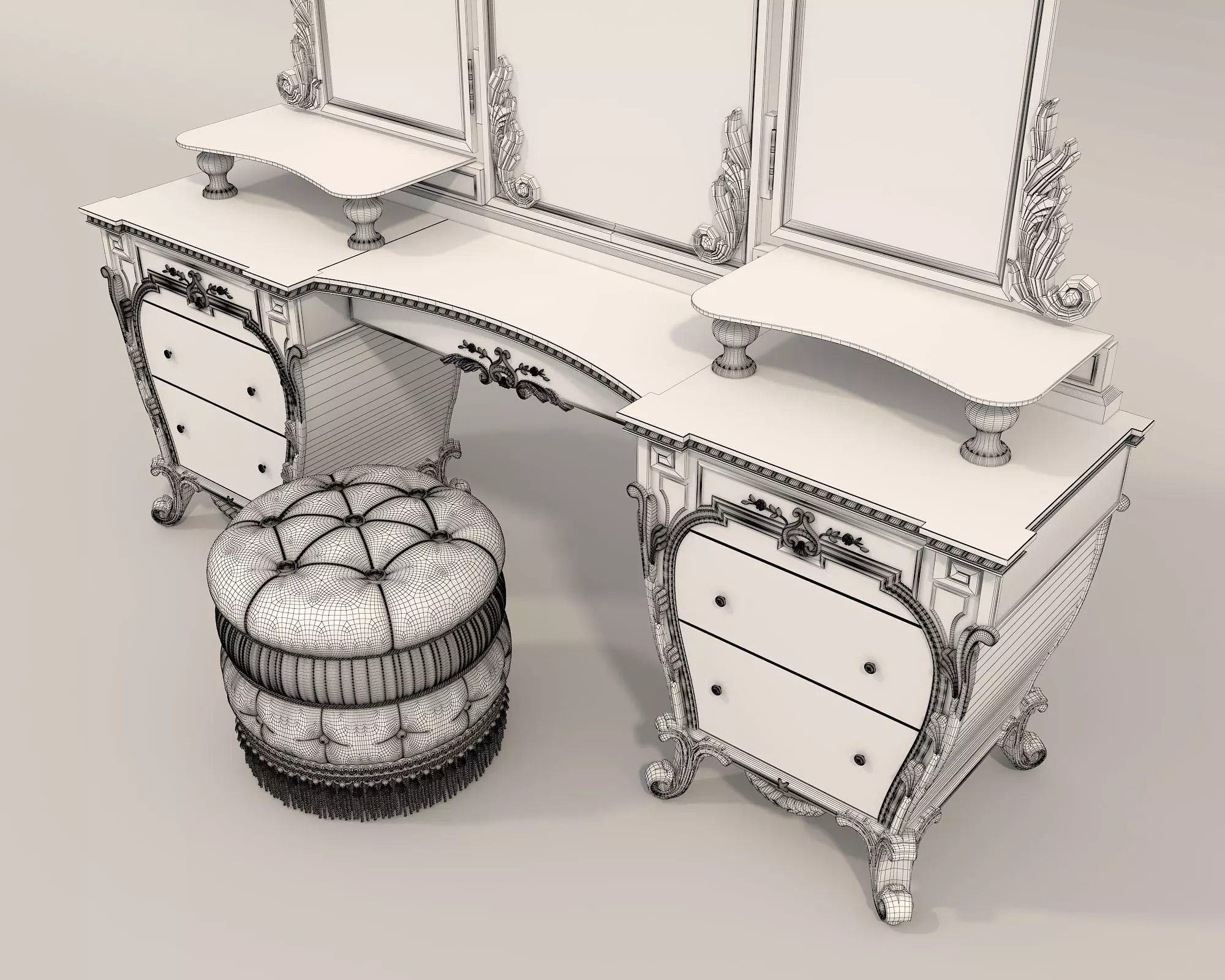 Classic European Style Dressing Table 19 3D model_9