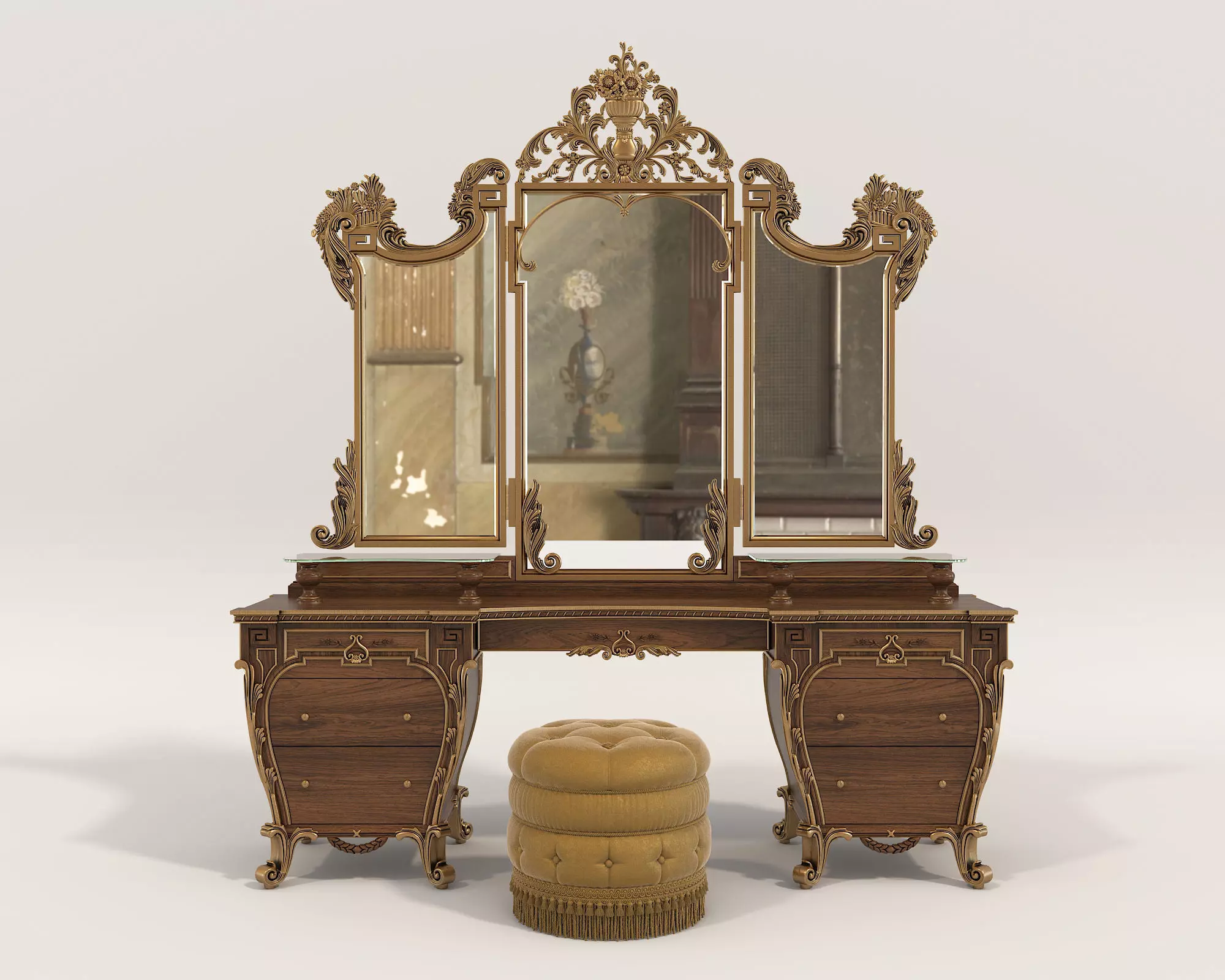 Classic European Style Dressing Table 19 3D model_1
