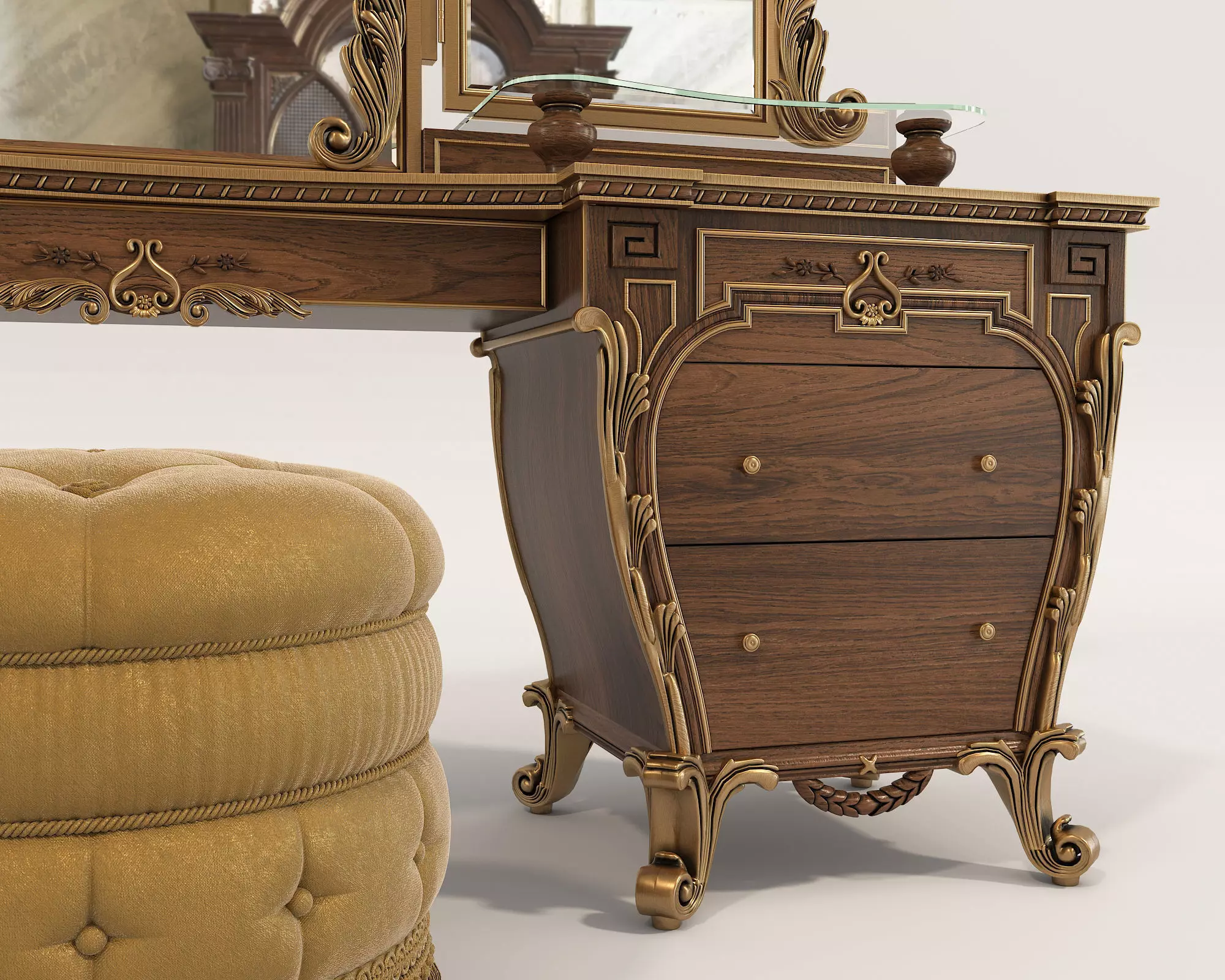 Classic European Style Dressing Table 19 3D model_5