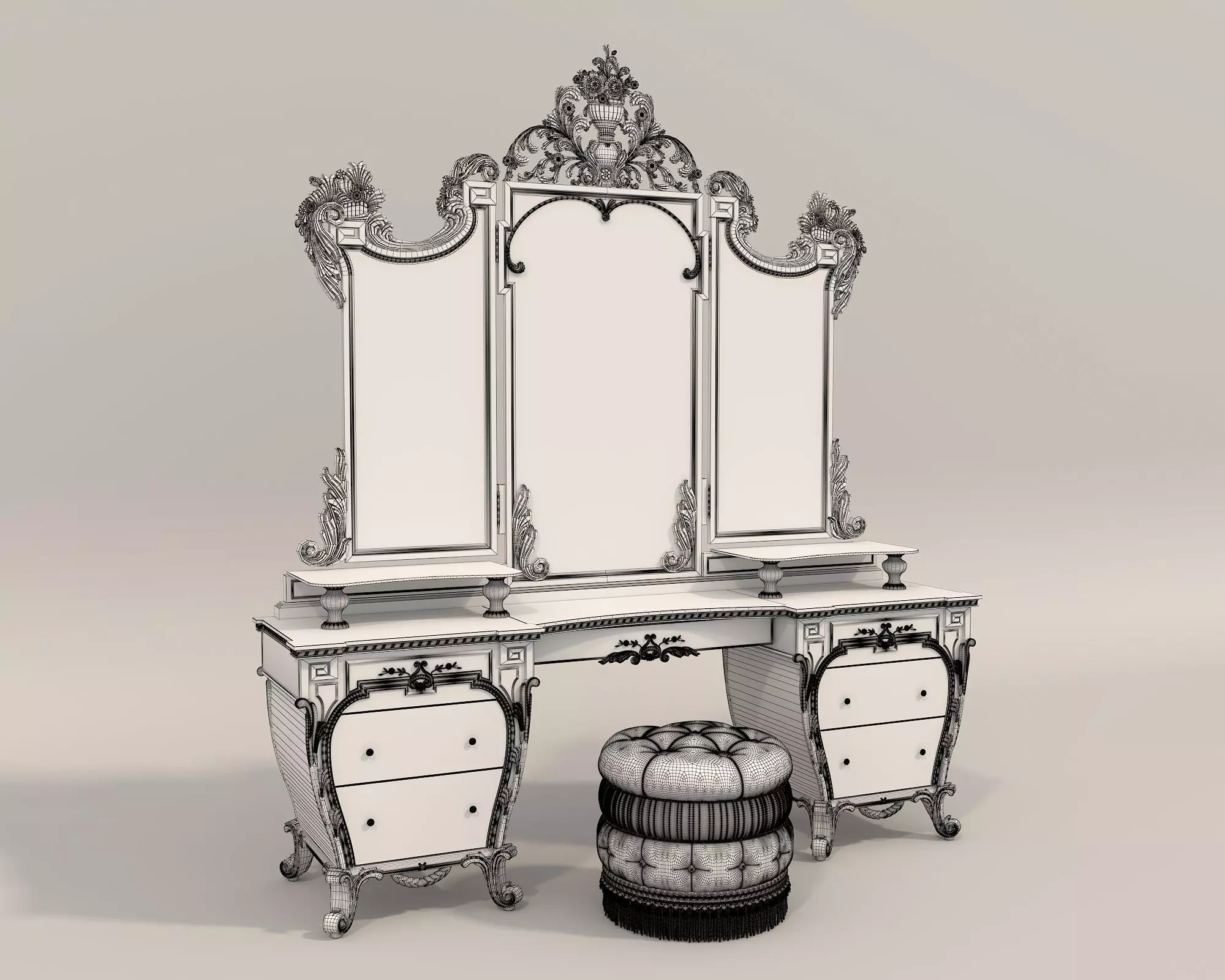 Classic European Style Dressing Table 19 3D model_8
