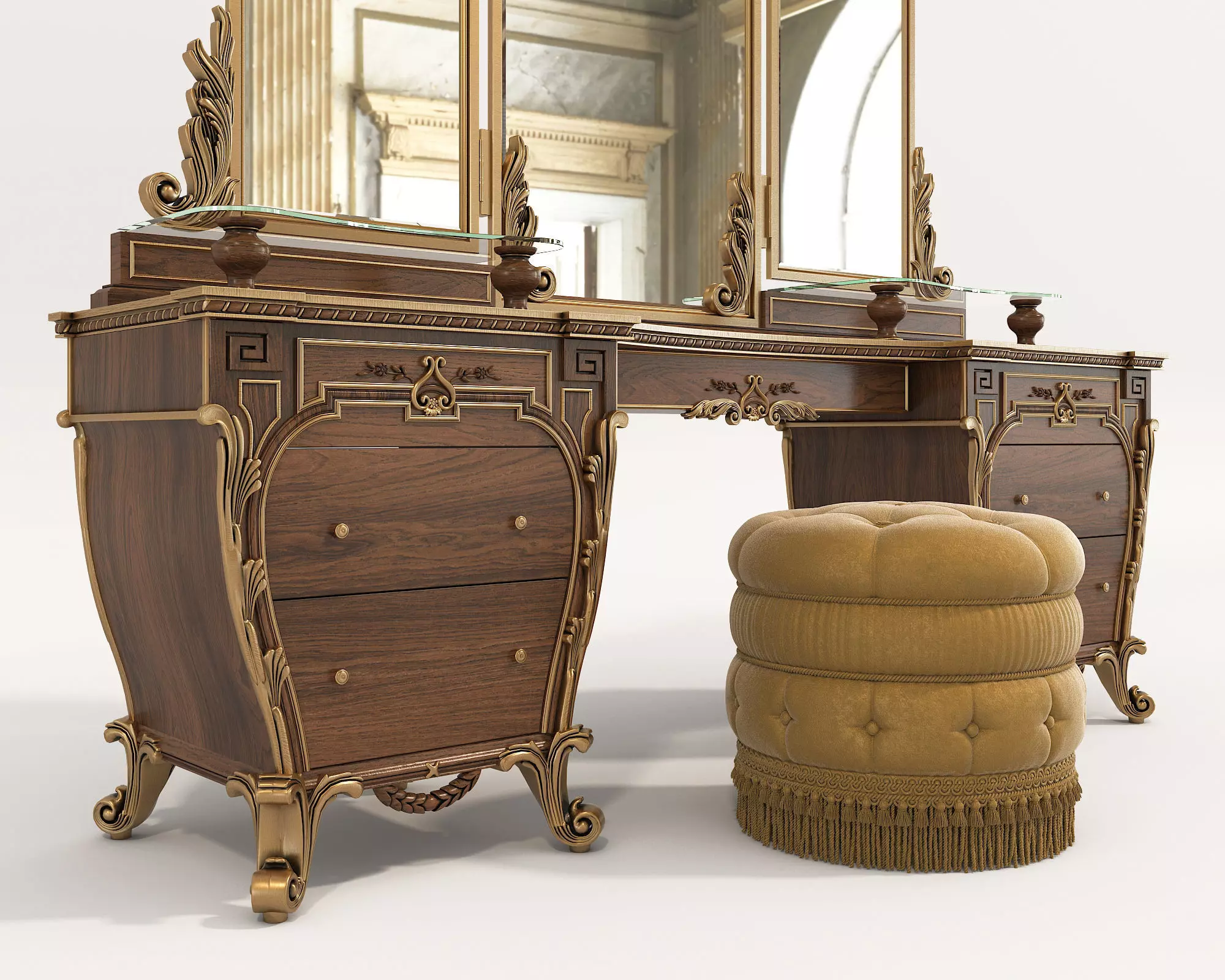 Classic European Style Dressing Table 19 3D model_3