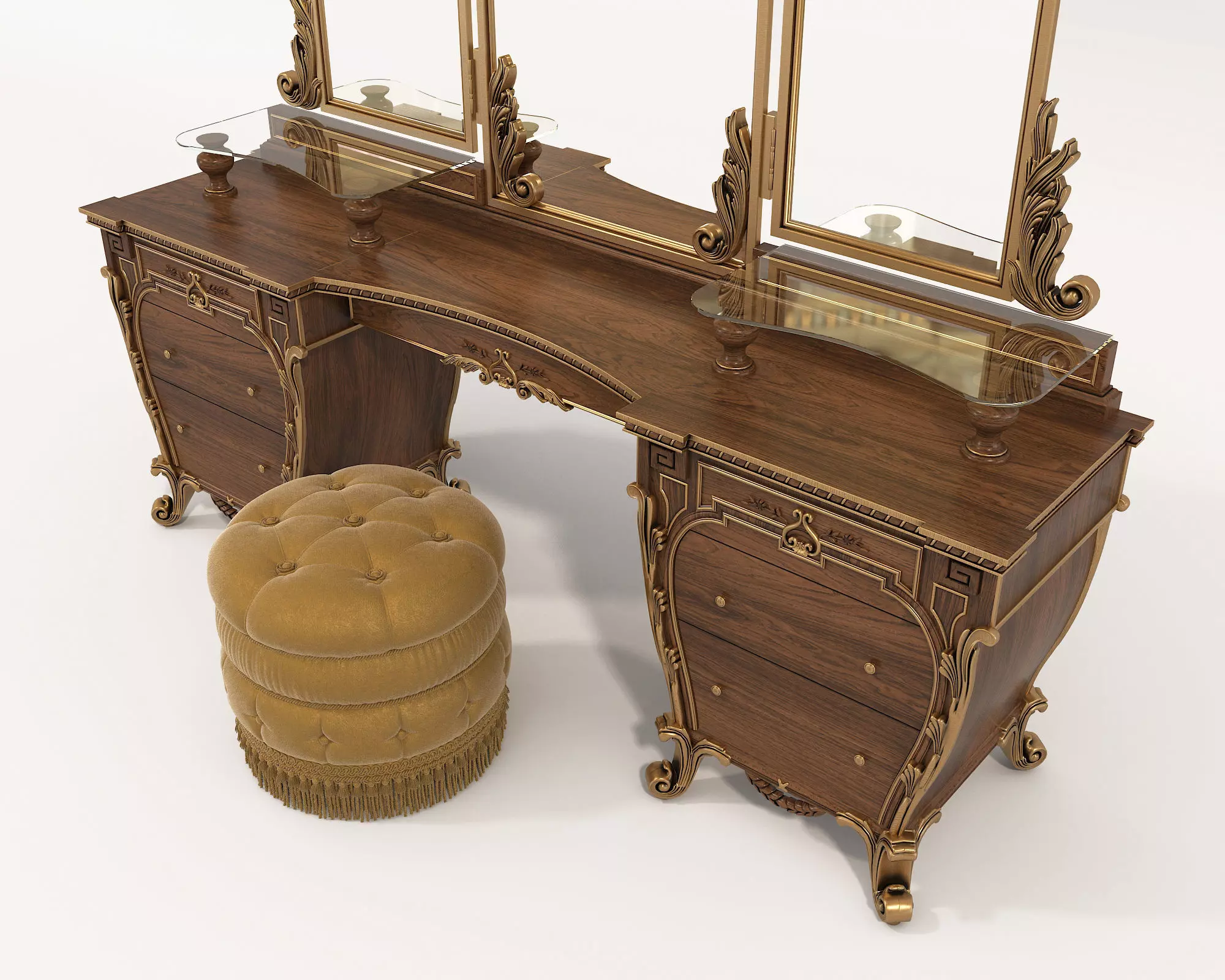 Classic European Style Dressing Table 19 3D model_2