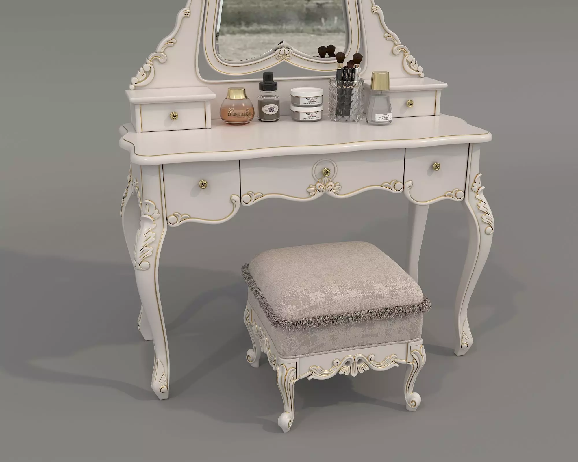 Classic European Style Dressing Table 24 3D model_4