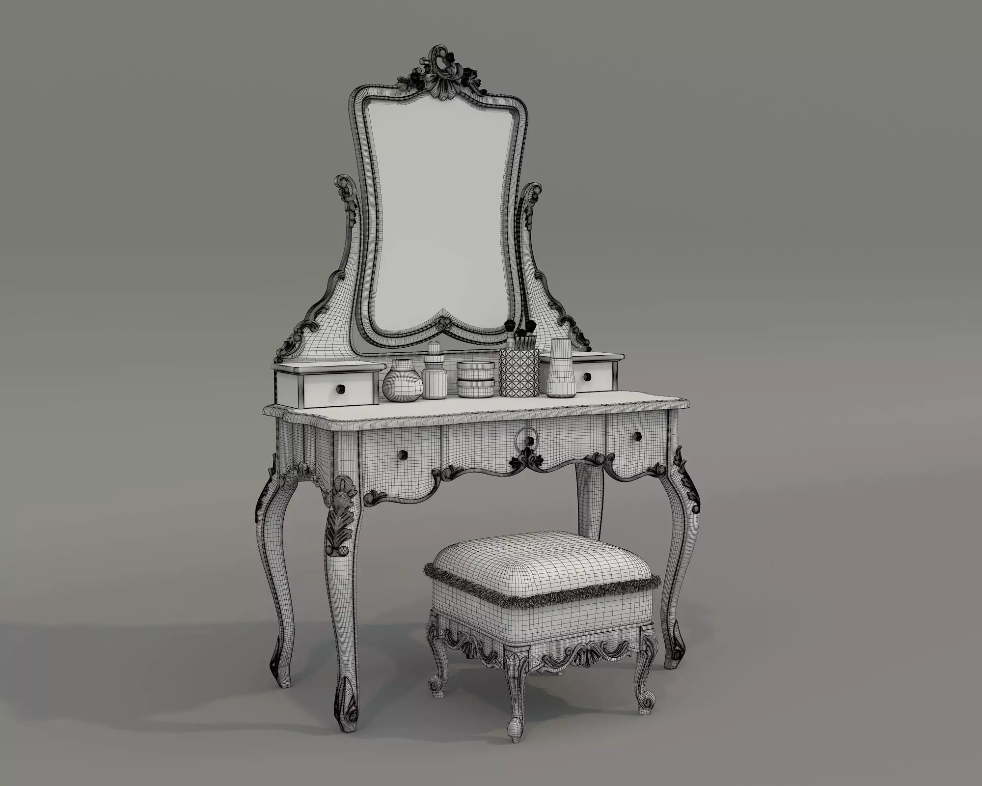 Classic European Style Dressing Table 24 3D model_8
