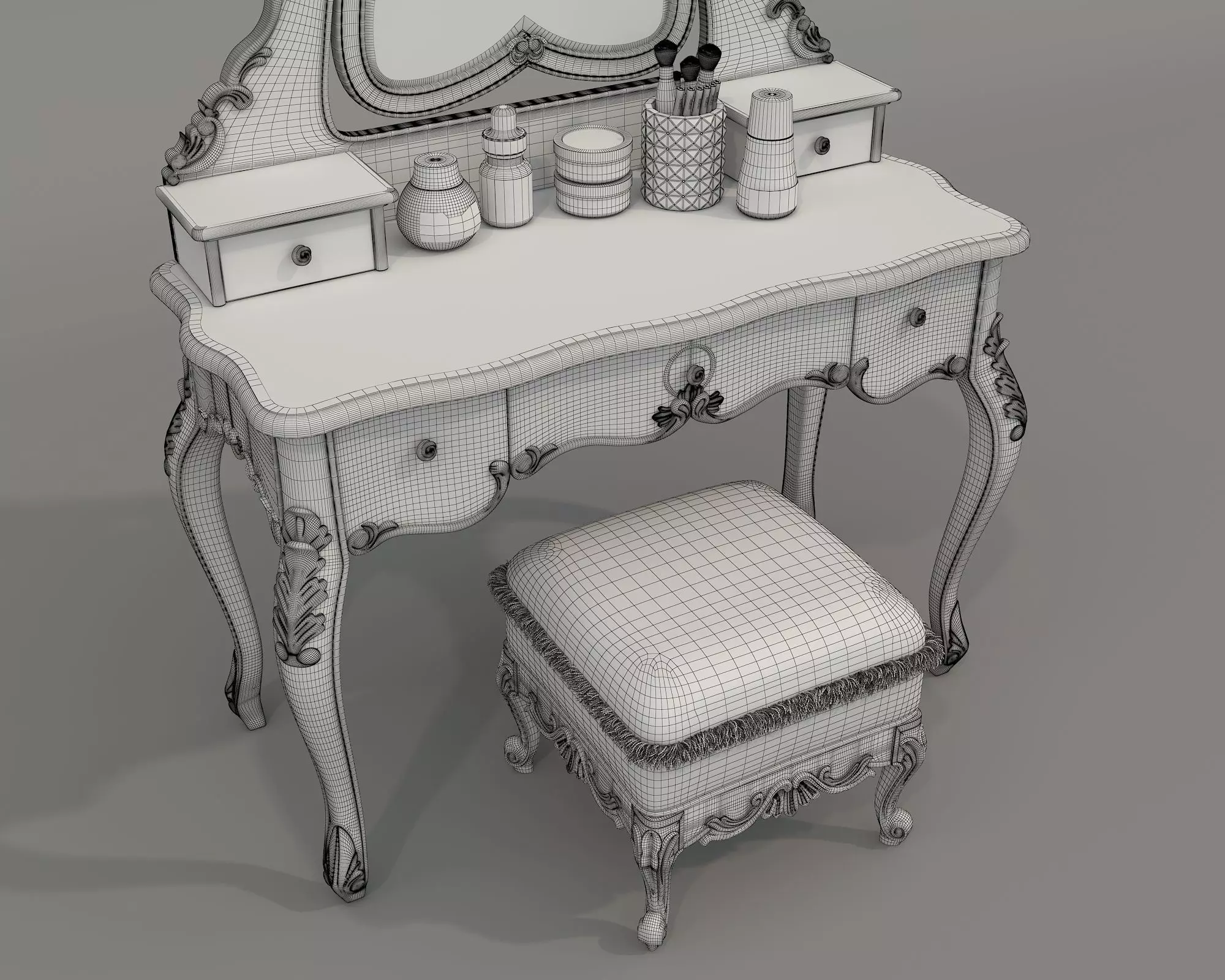 Classic European Style Dressing Table 24 3D model_9