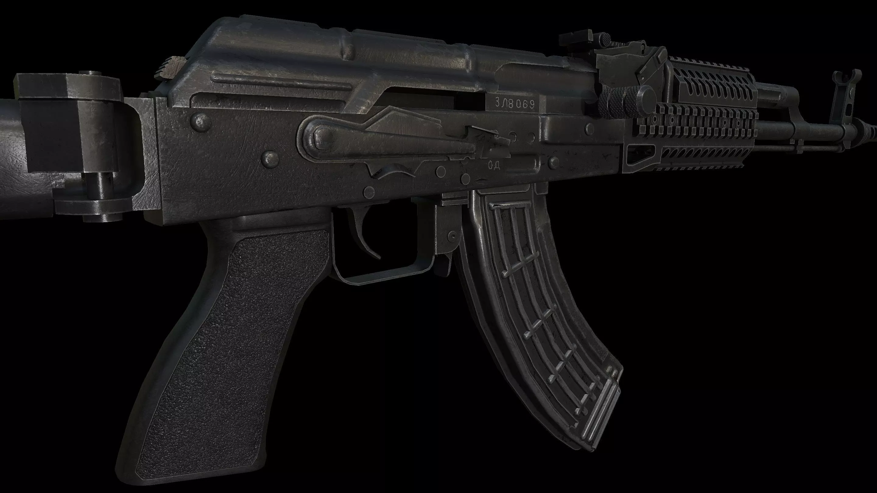 AKM Tactical Assaultrifle Low-poly 3D model_5