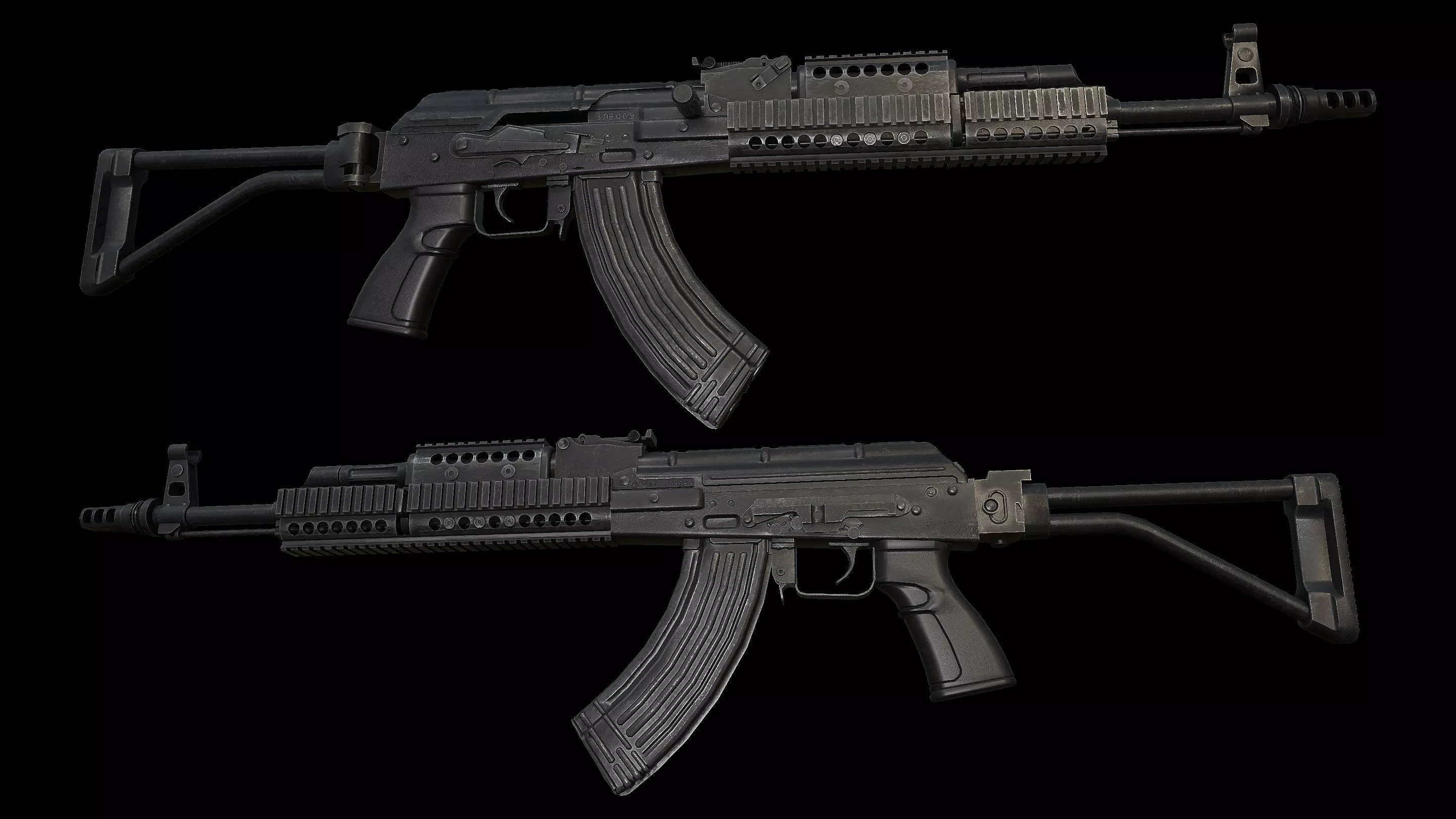 AKM Tactical Assaultrifle Low-poly 3D model_1