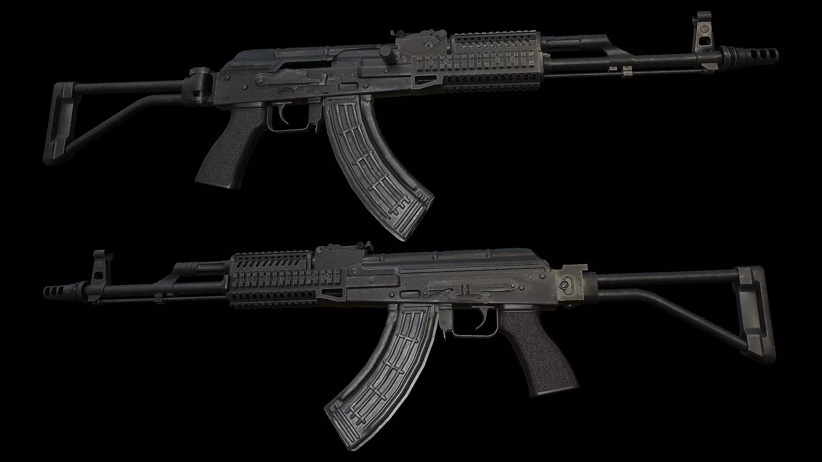 AKM Tactical Assaultrifle Low-poly 3D model_0