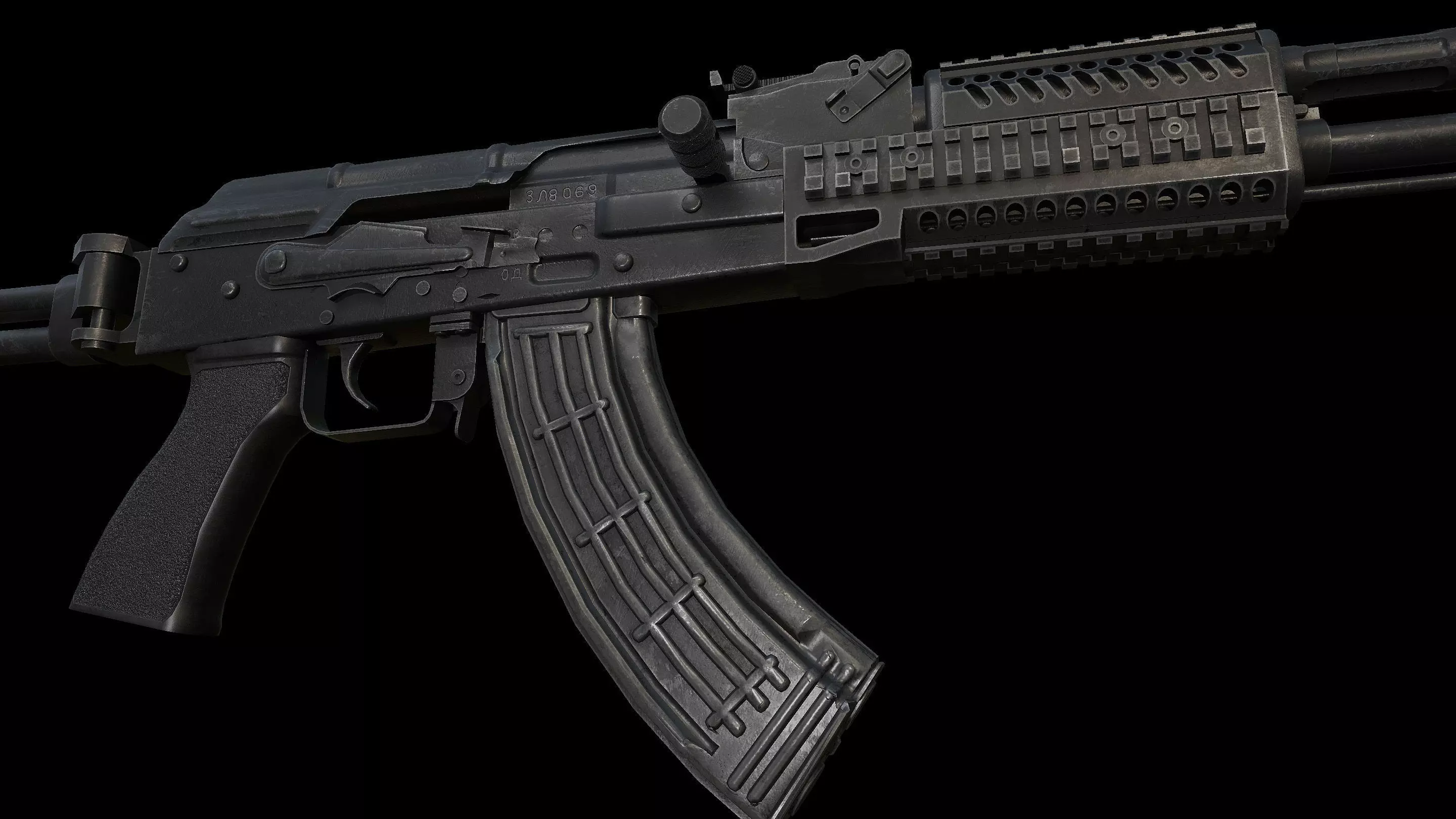 AKM Tactical Assaultrifle Low-poly 3D model_6