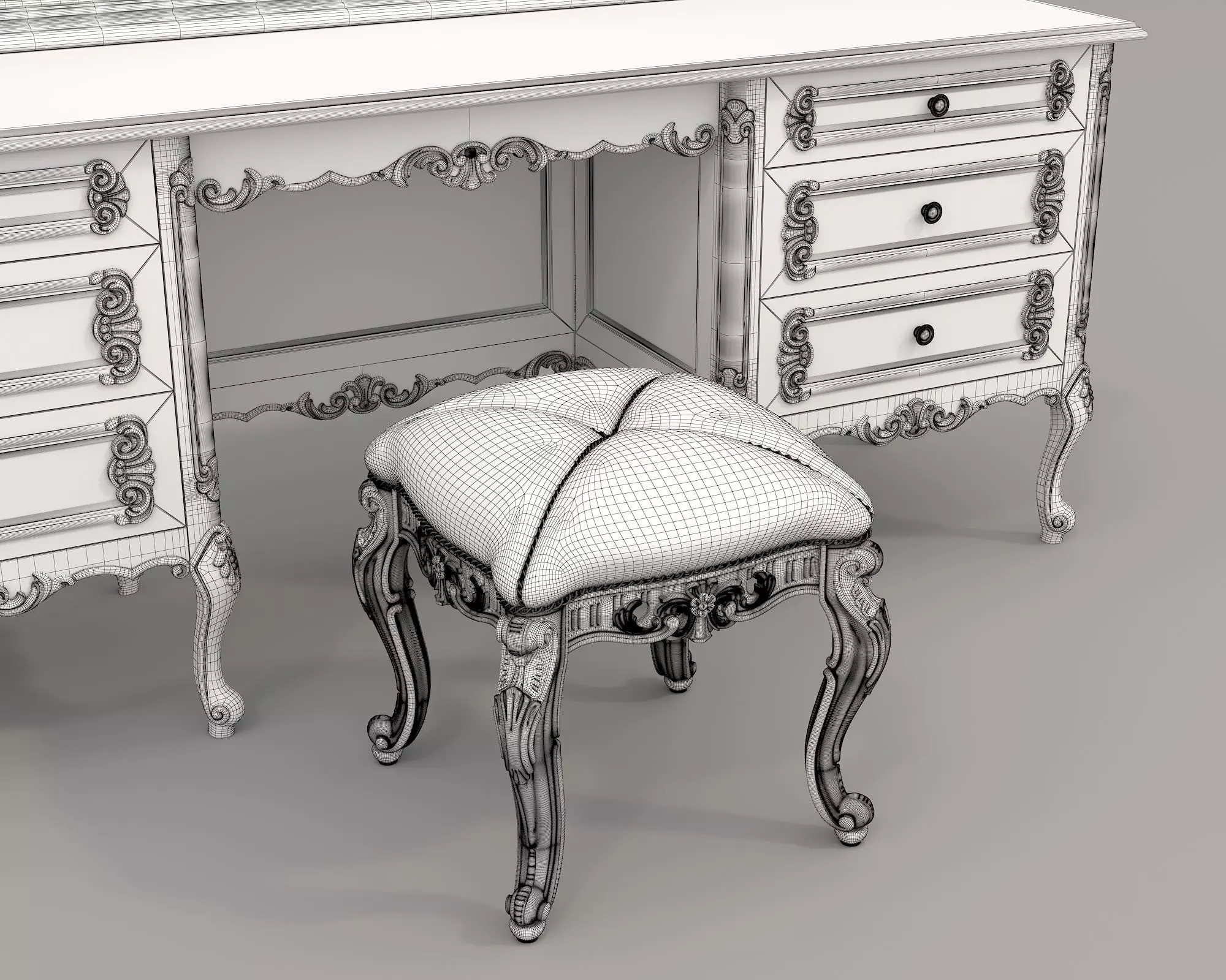 Classic European Style Dressing Table 26 3D model_10