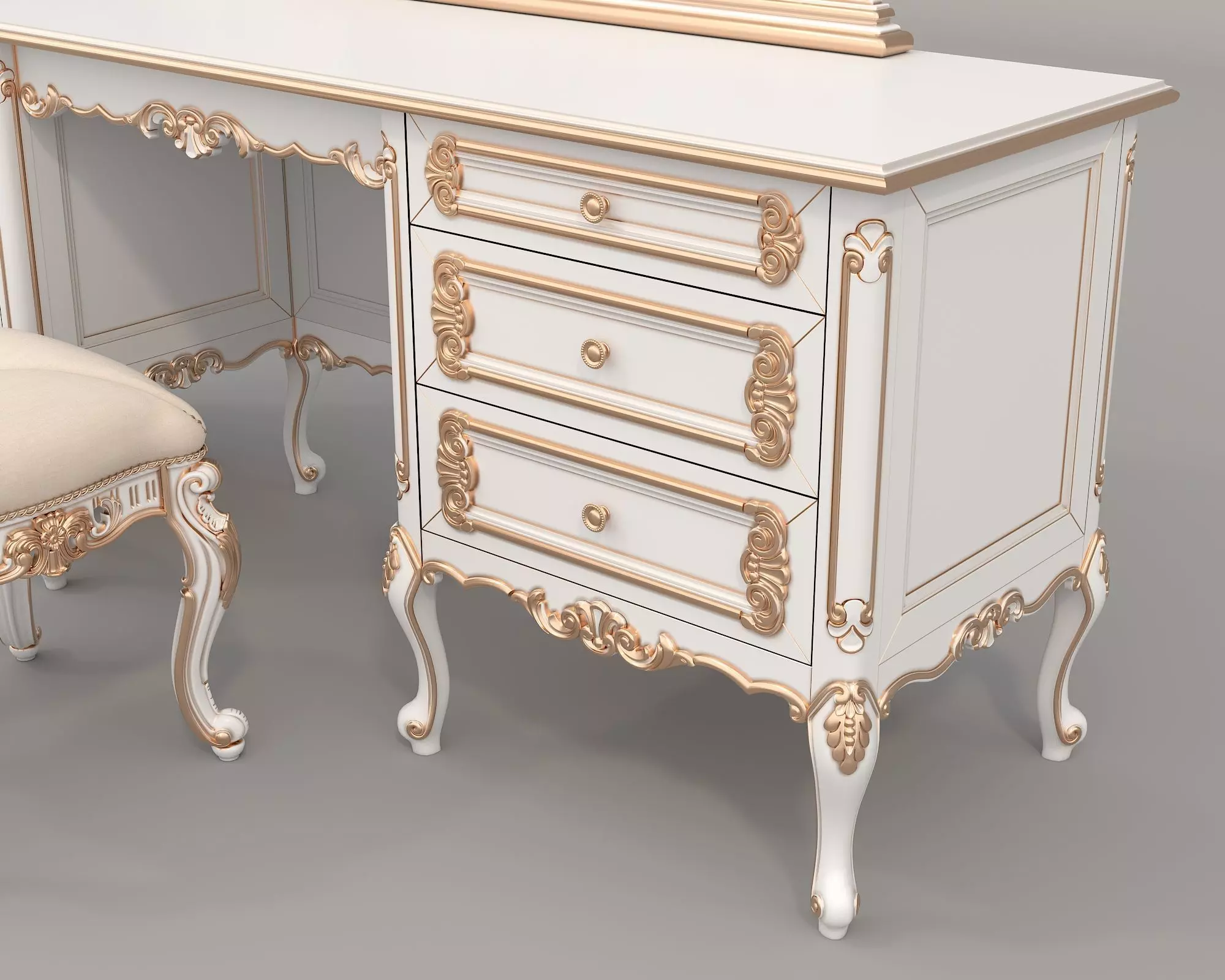 Classic European Style Dressing Table 26 3D model_6