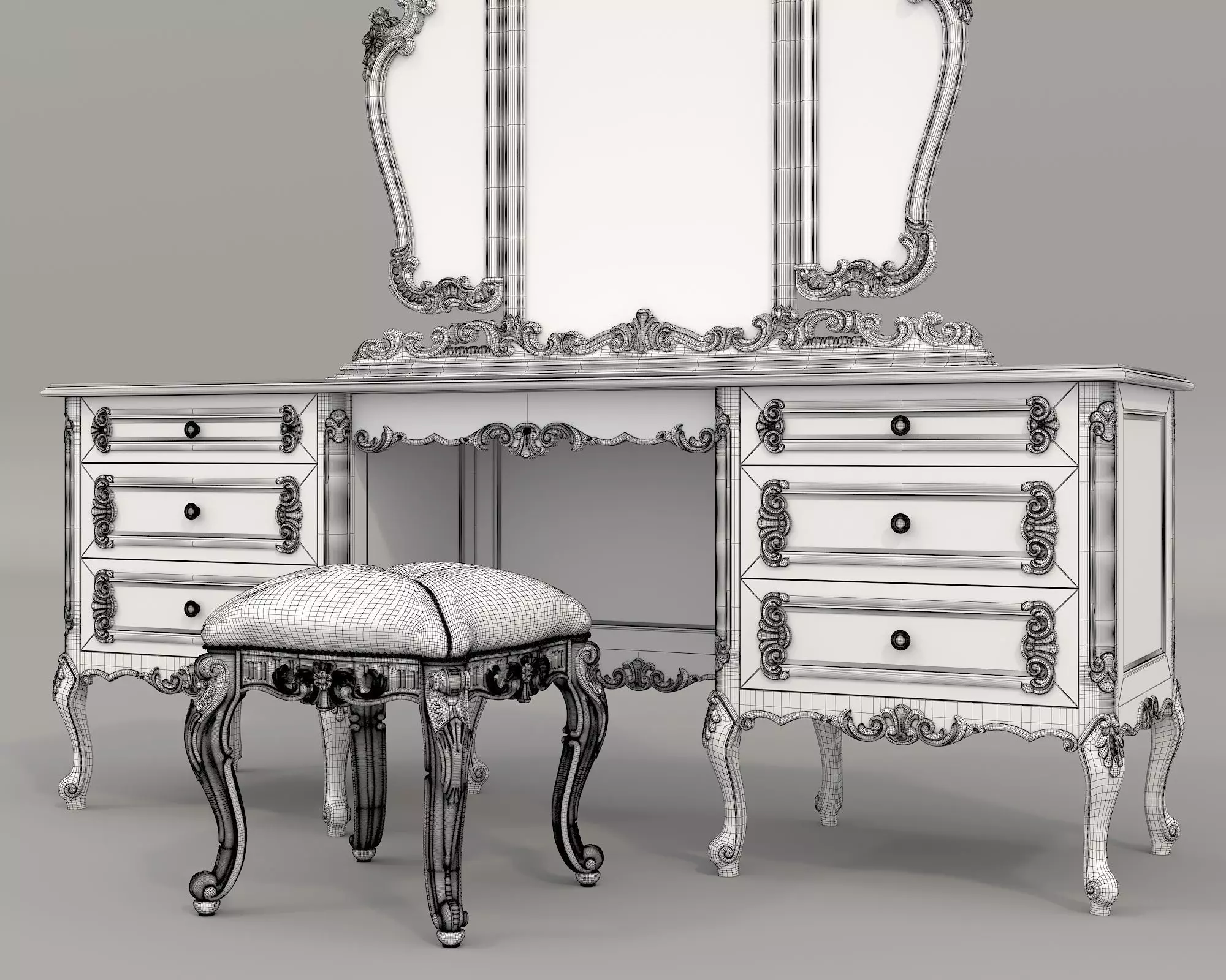 Classic European Style Dressing Table 26 3D model_8