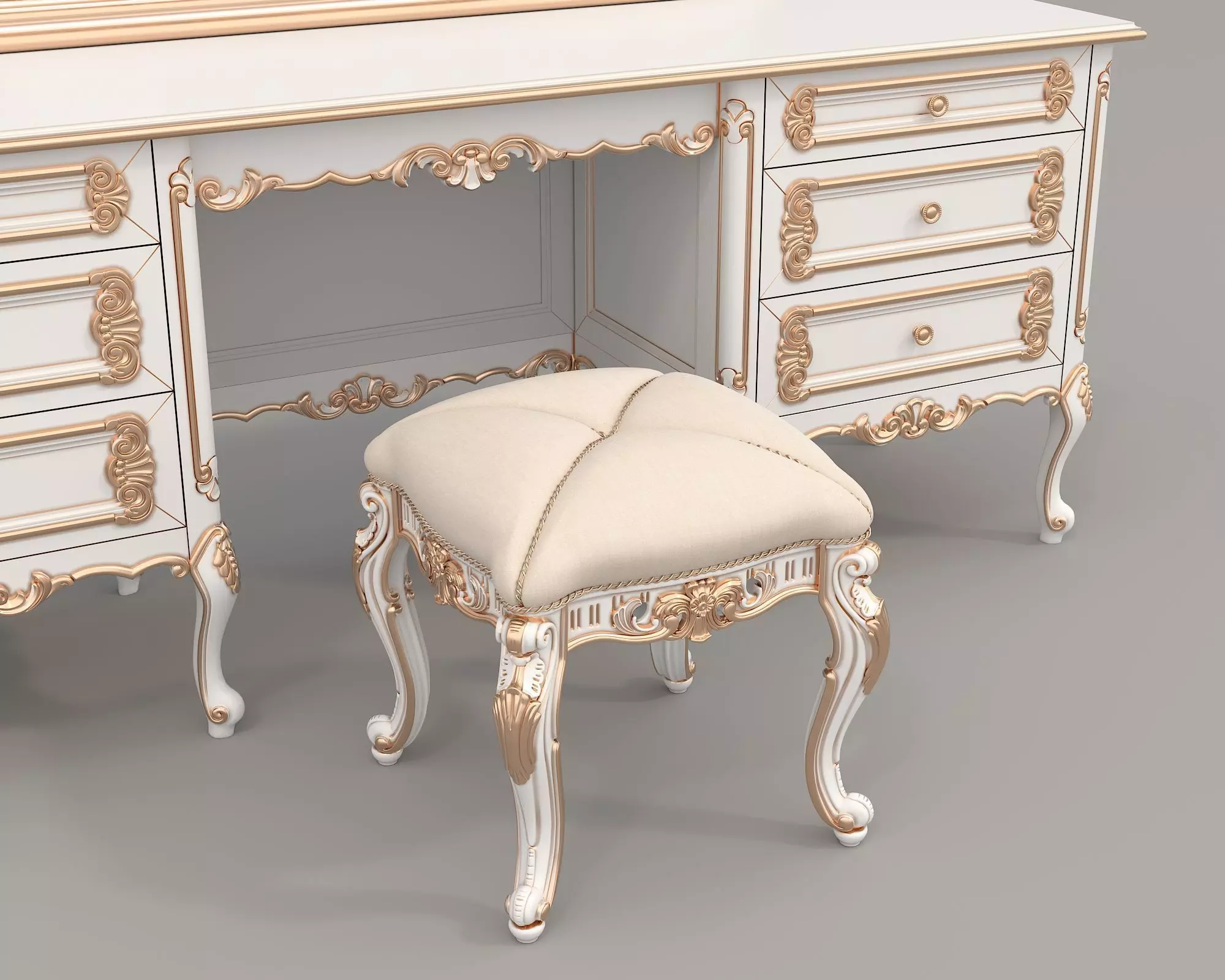 Classic European Style Dressing Table 26 3D model_7