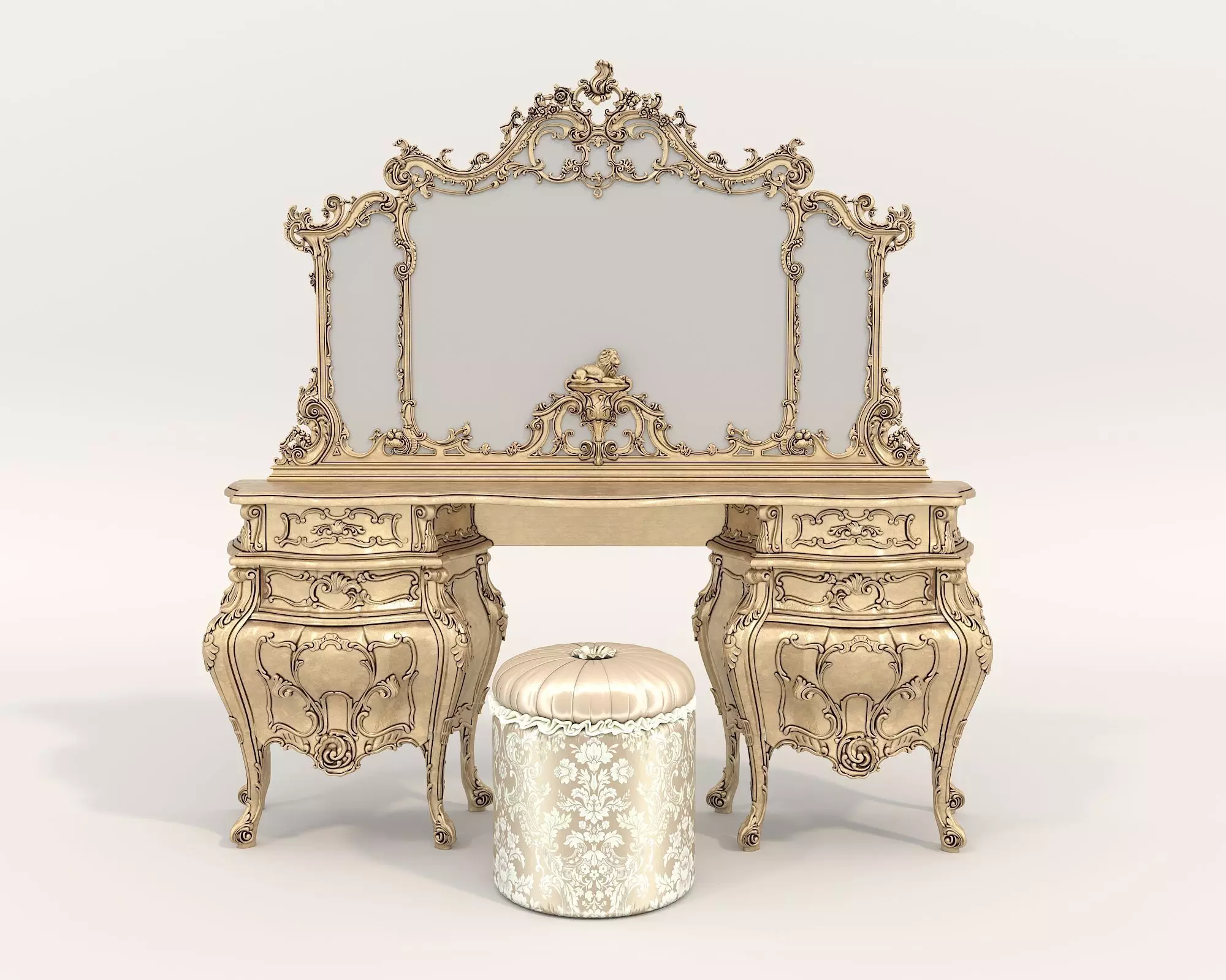Classic European Style Dressing Table 27 3D model_4