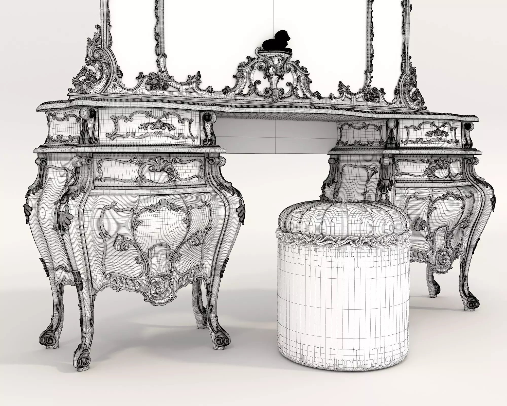 Classic European Style Dressing Table 27 3D model_8