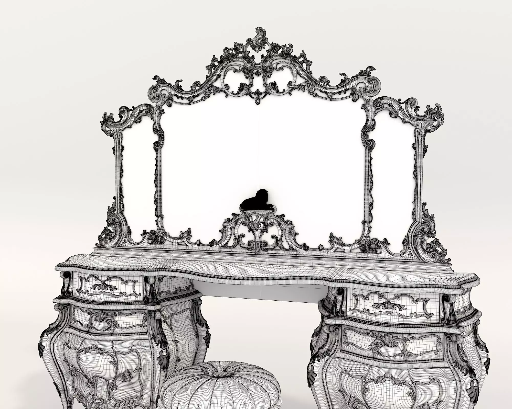 Classic European Style Dressing Table 27 3D model_9