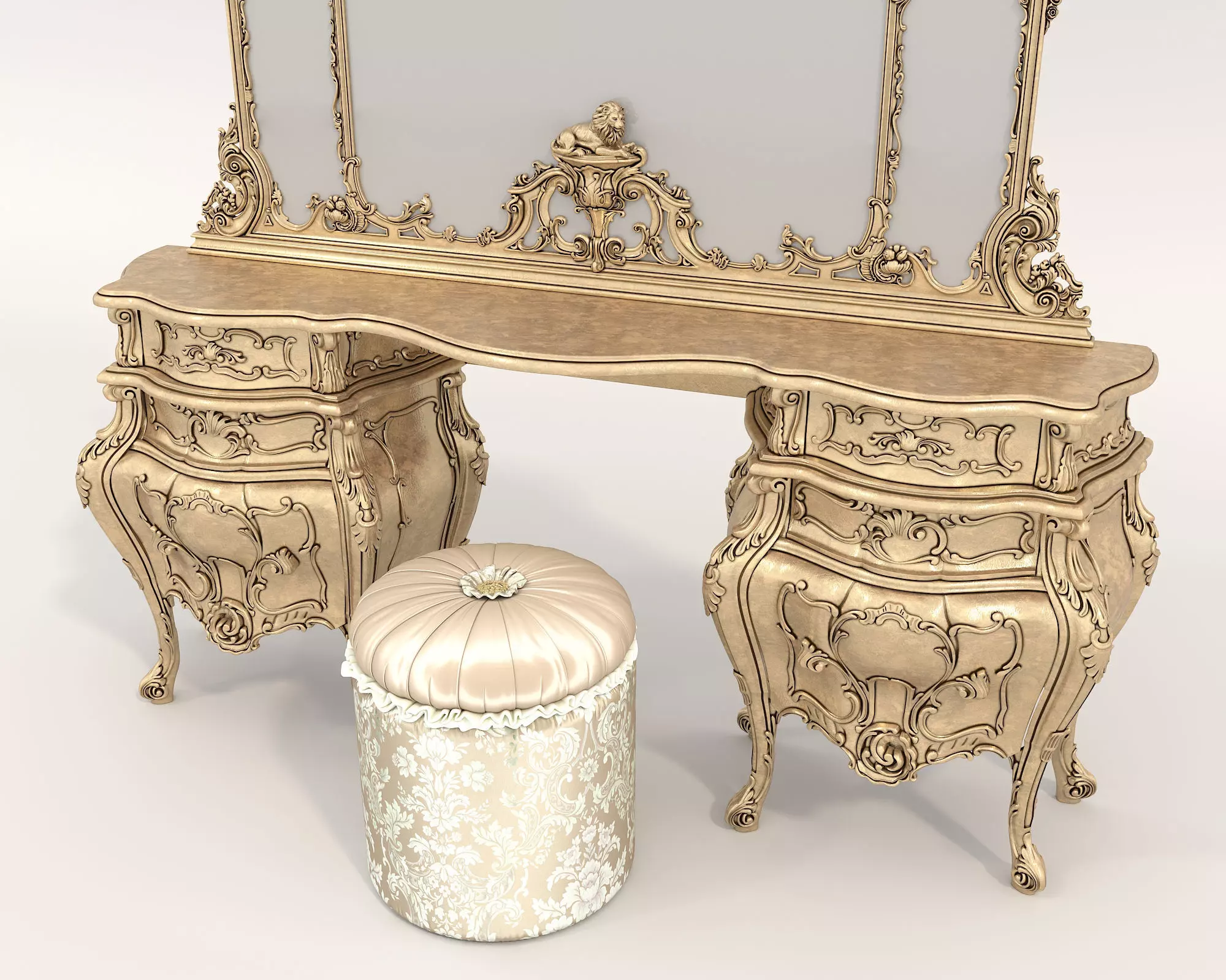 Classic European Style Dressing Table 27 3D model_1