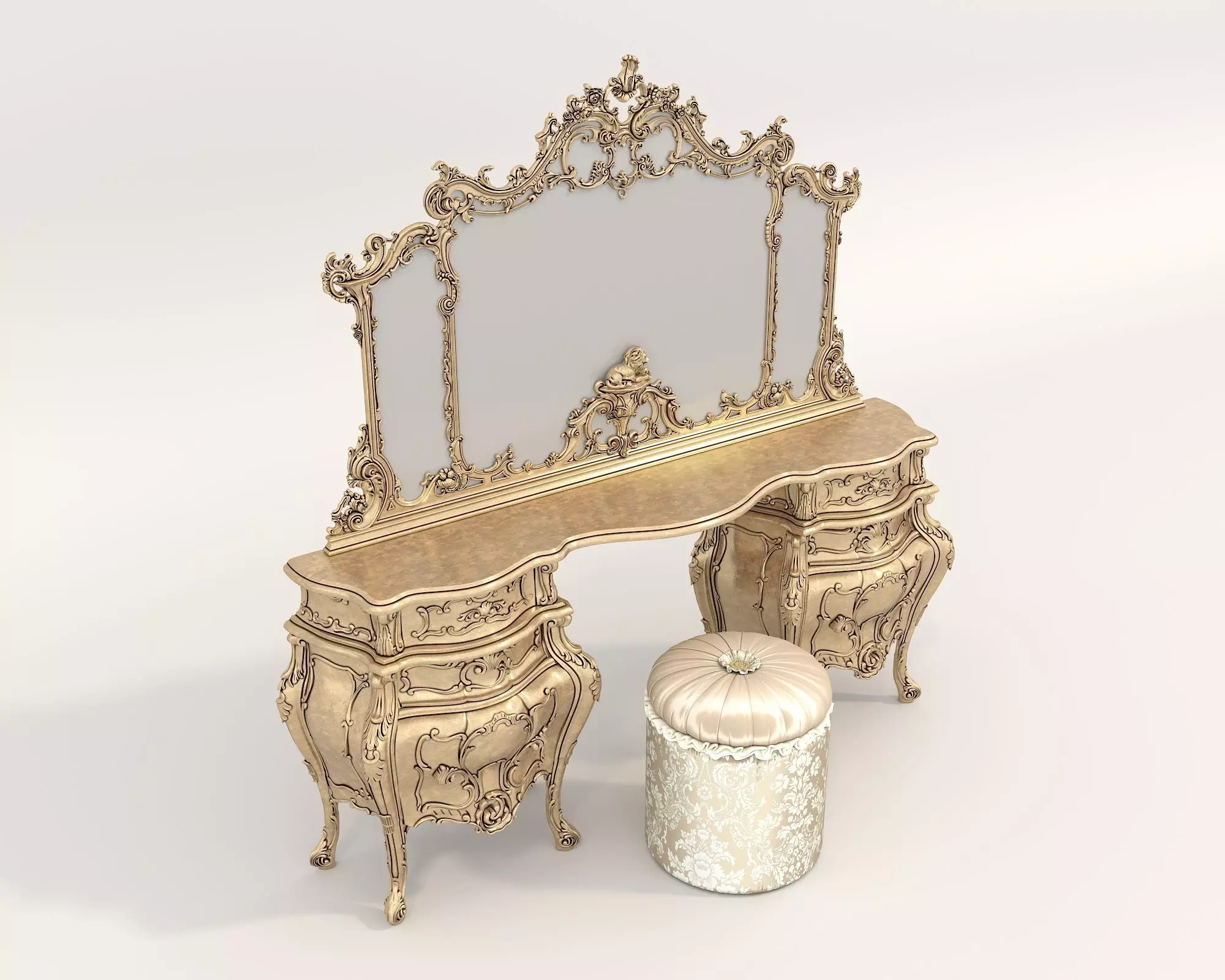 Classic European Style Dressing Table 27 3D model_2
