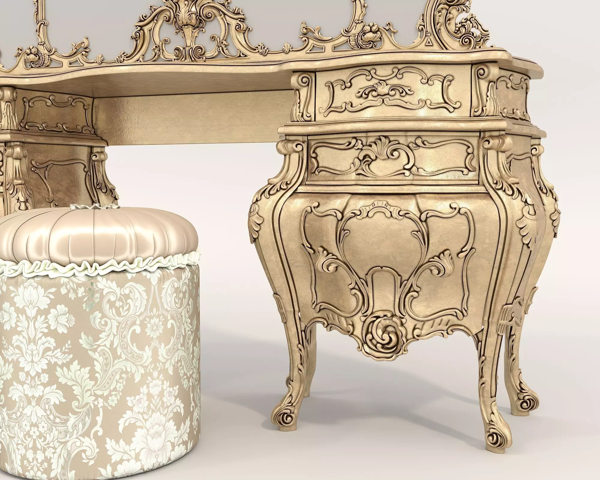 Classic European Style Dressing Table 27 3D model_6