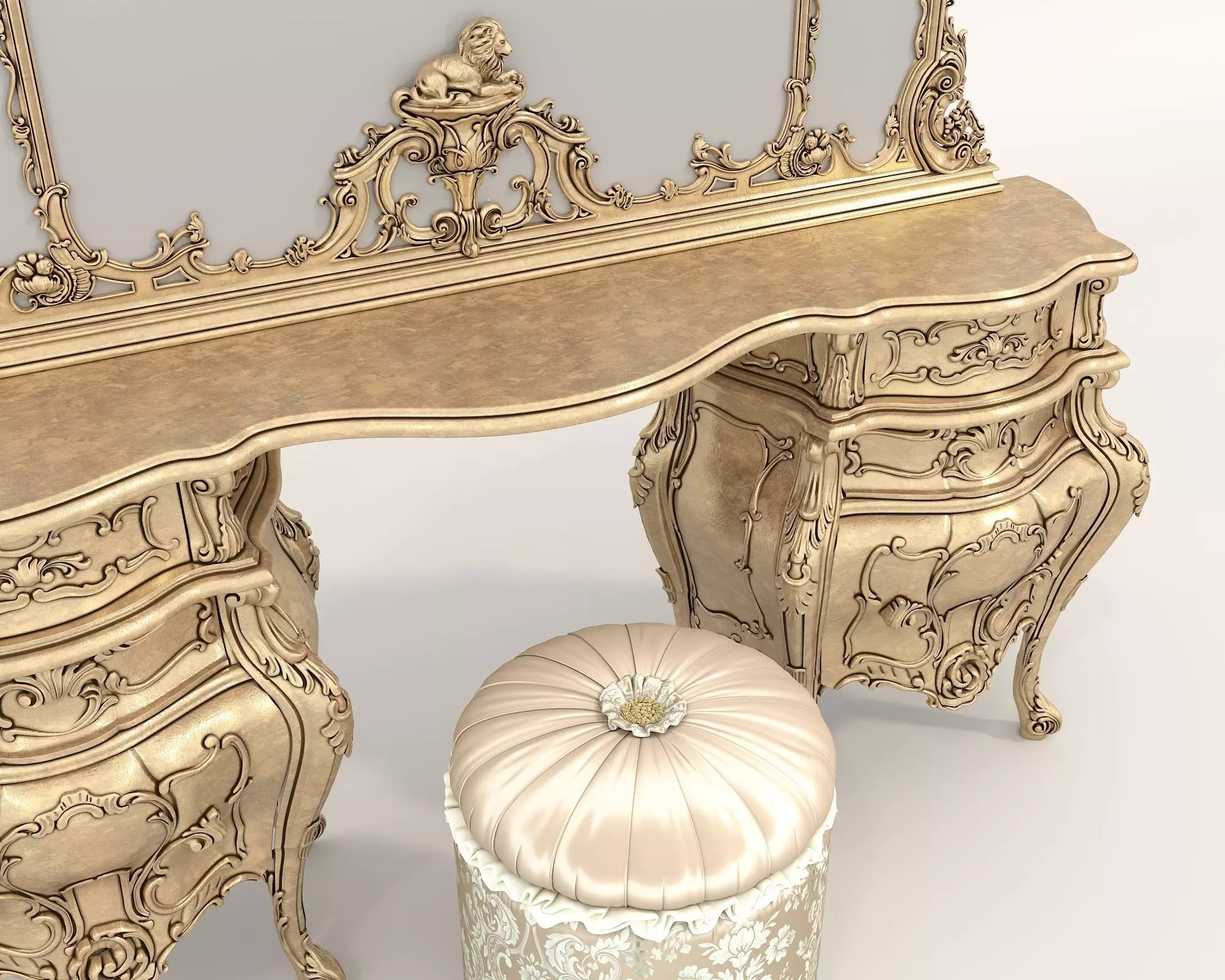 Classic European Style Dressing Table 27 3D model_7