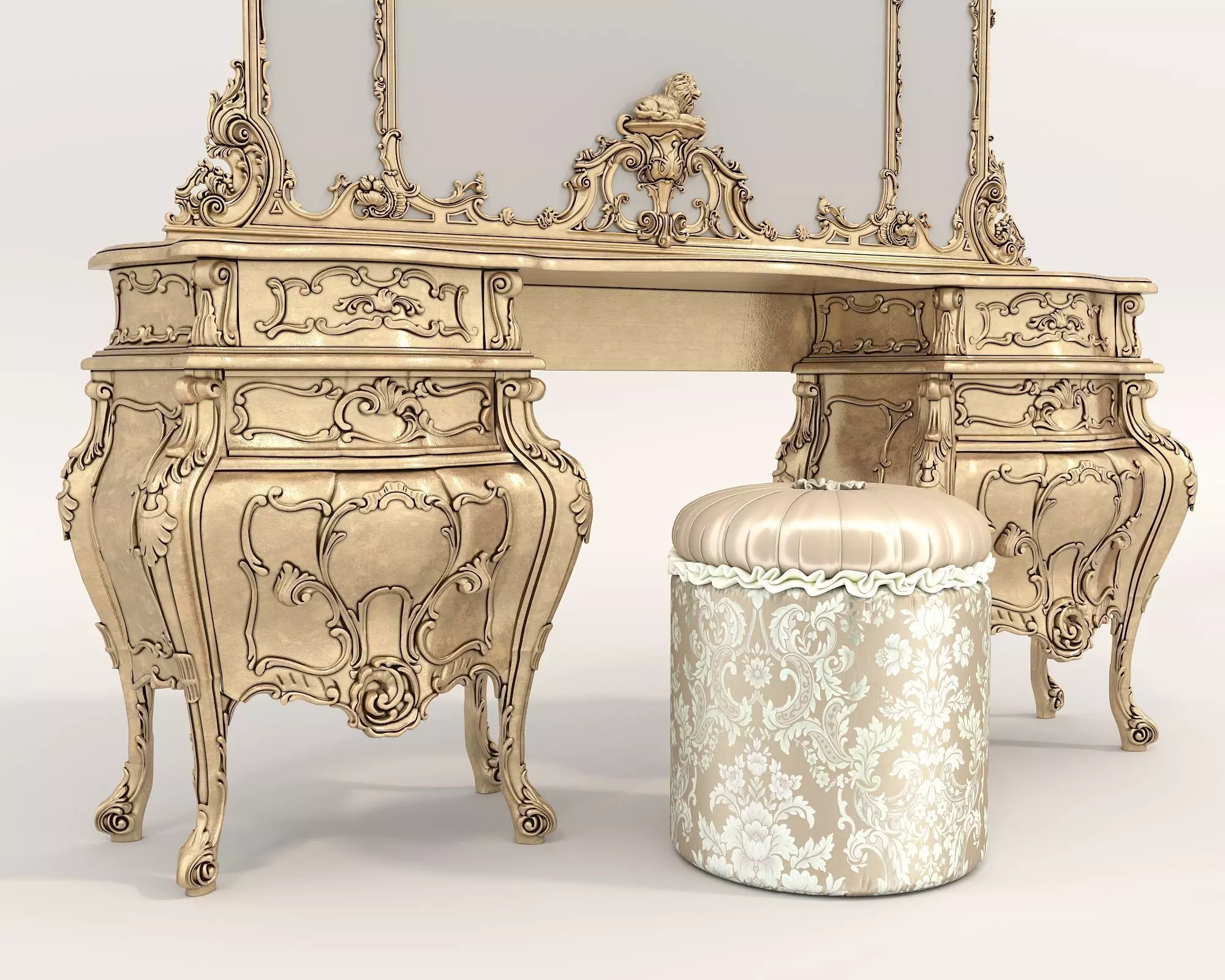 Classic European Style Dressing Table 27 3D model_5