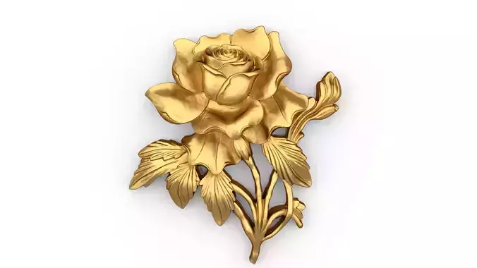 Golden Rose CNC Relief decor ornament carved 01