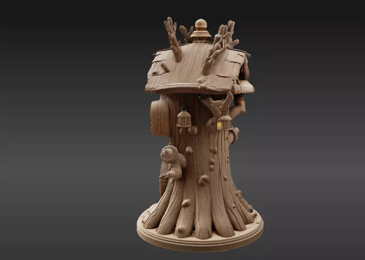 Lantern Tree House 3D Model Fantasy Dwelling Print-Ready 3D print model_8