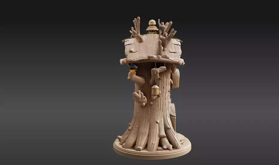 Lantern Tree House 3D Model Fantasy Dwelling Print-Ready 3D print model_6