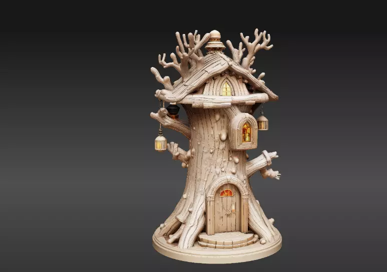 Lantern Tree House 3D Model Fantasy Dwelling Print-Ready 3D print model_5