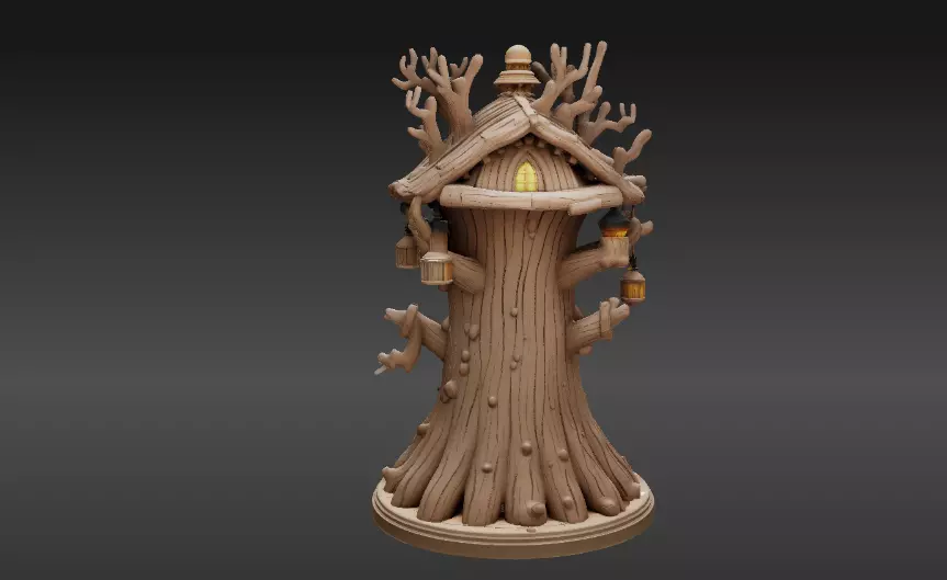 Lantern Tree House 3D Model Fantasy Dwelling Print-Ready 3D print model_7