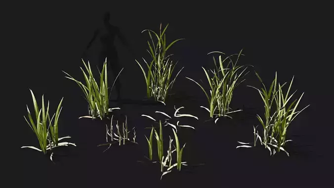 Cattails set mid poly game ready