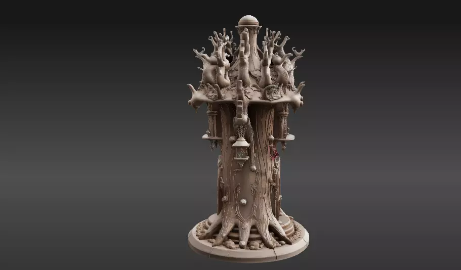 Lantern Tree House 3D Model Fantasy Miniature Print-Ready 3D print model_8