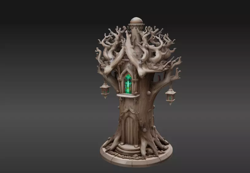 Lantern Tree House 3D Model Fantasy Miniature Print-Ready 3D print model_5