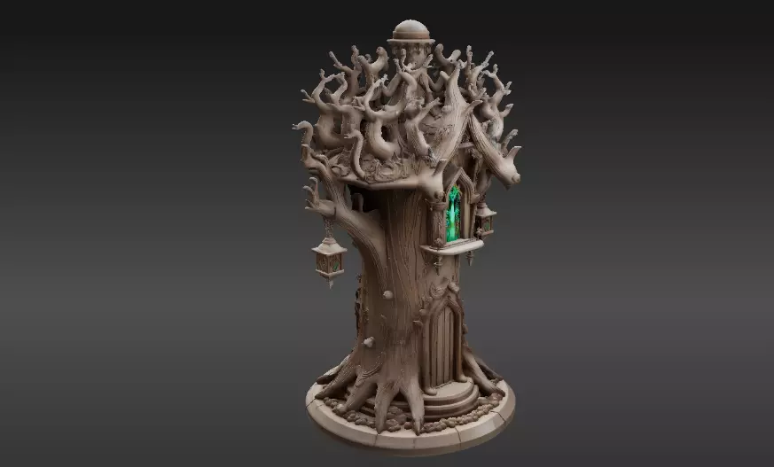 Lantern Tree House 3D Model Fantasy Miniature Print-Ready 3D print model_3