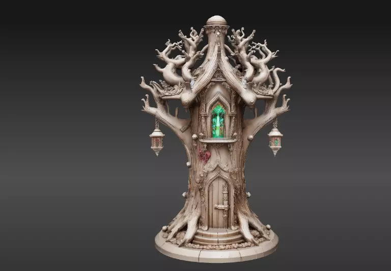 Lantern Tree House 3D Model Fantasy Miniature Print-Ready 3D print model_4