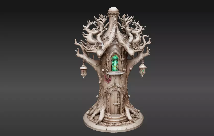 Lantern Tree House 3D Model Fantasy Miniature Print-Ready 3D print model_9