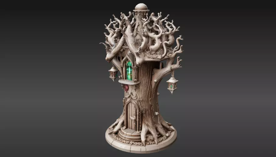 Lantern Tree House 3D Model Fantasy Miniature Print-Ready 3D print model_7