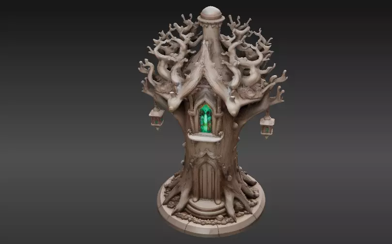 Lantern Tree House 3D Model Fantasy Miniature Print-Ready 3D print model_2