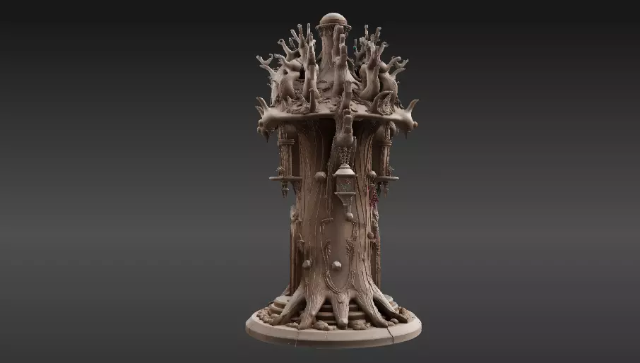 Lantern Tree House 3D Model Fantasy Miniature Print-Ready 3D print model_11
